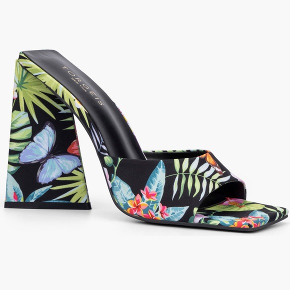 TORGEIS- Paradise Tropical Print Block Heel Sandal - Picture 3 of 8